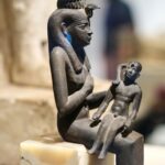 pharaoh, pharaoh and mother, isis, child, artifact, cairo, archaeology, goddess, bronze, statue, isis, isis, isis, isis, isis